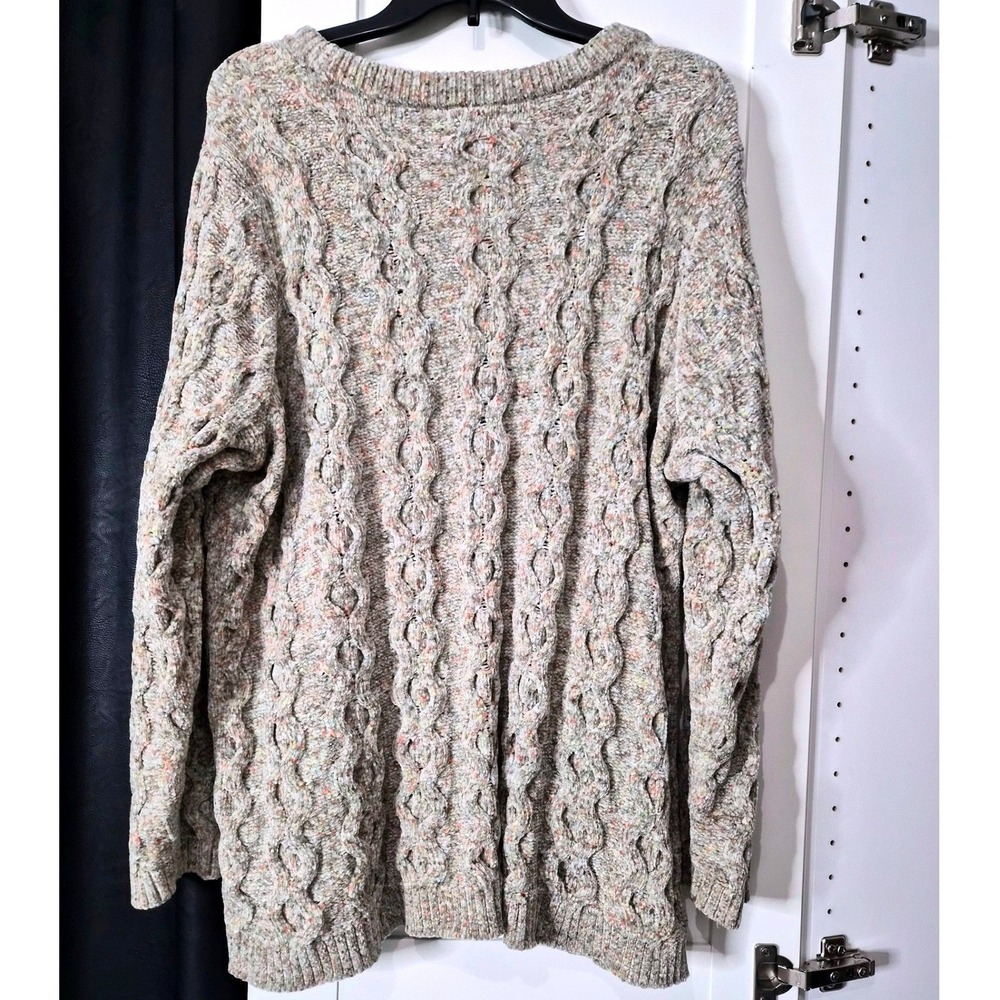 Jill Jill Chenille Cable Knit Sweater XL Tall Multicolored Long Sleeve - Picture 2 of 7